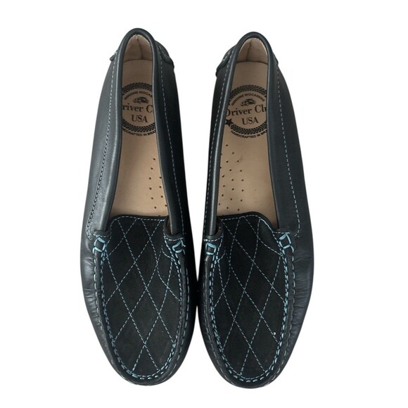 Driver Club USA Women’s Moccasins Size 5.5 Black Leather Slip-On Loafers - Picture 1 of 4